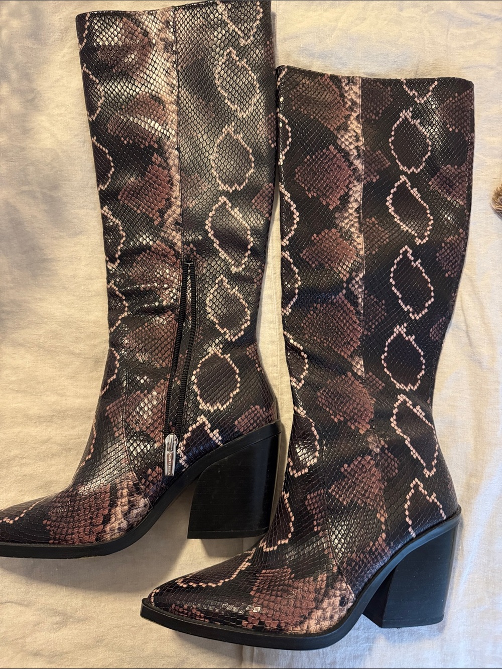Vince Camuto Women's Knee-High Snakeskin Block Heel Boots
